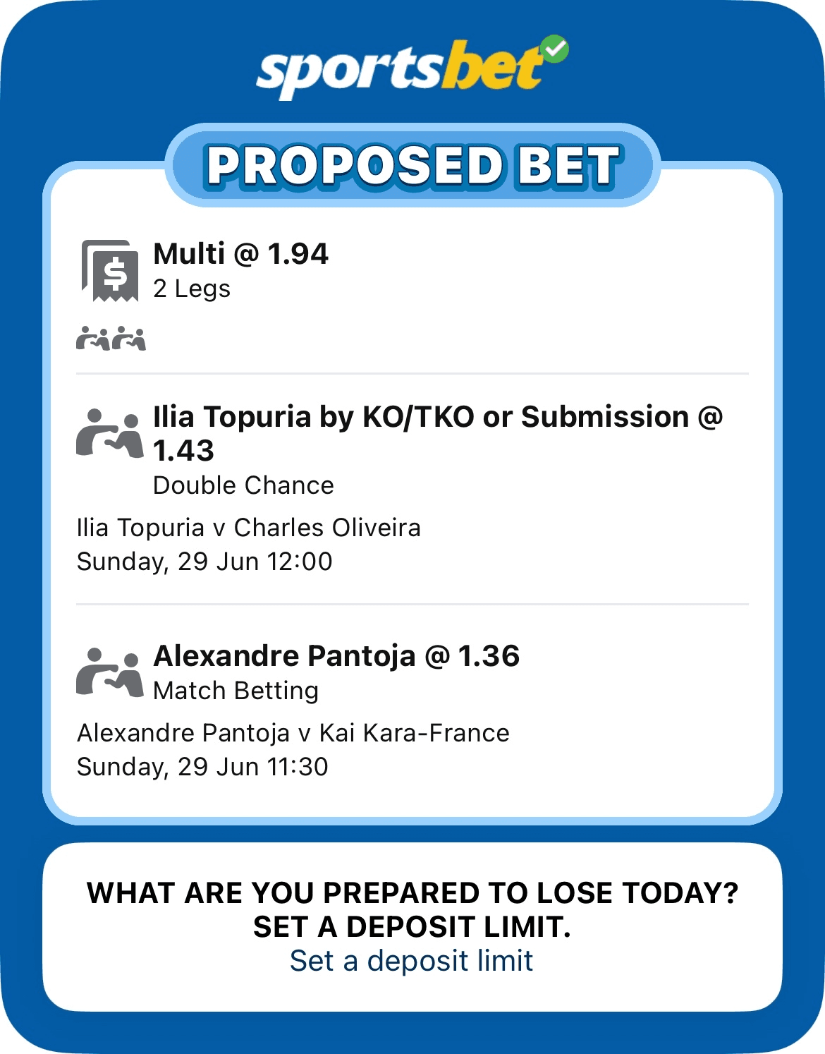 UFC betting win screenshot showing $247 profit
